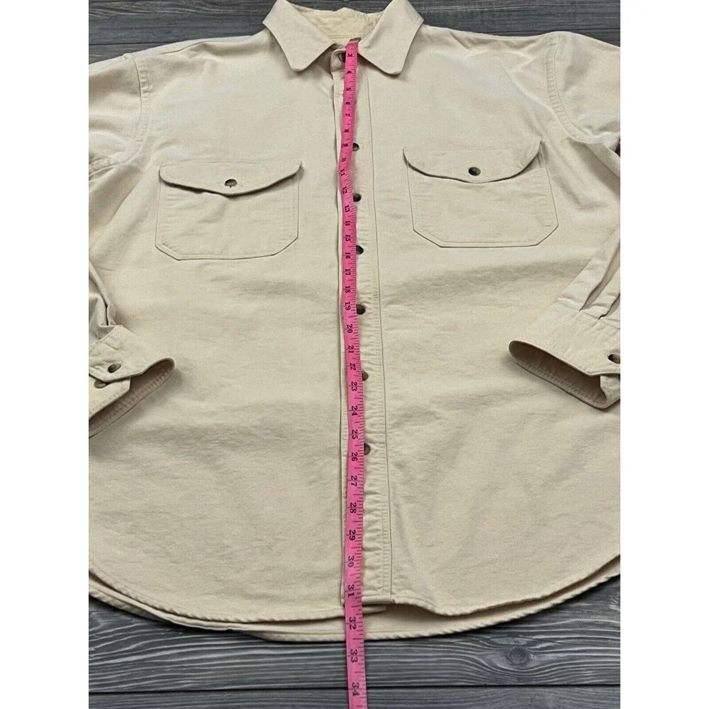 Vtg Lands End Mens LT Button Up Shirt Yellow Outdoor‎ Heavy Cotton Cabincore